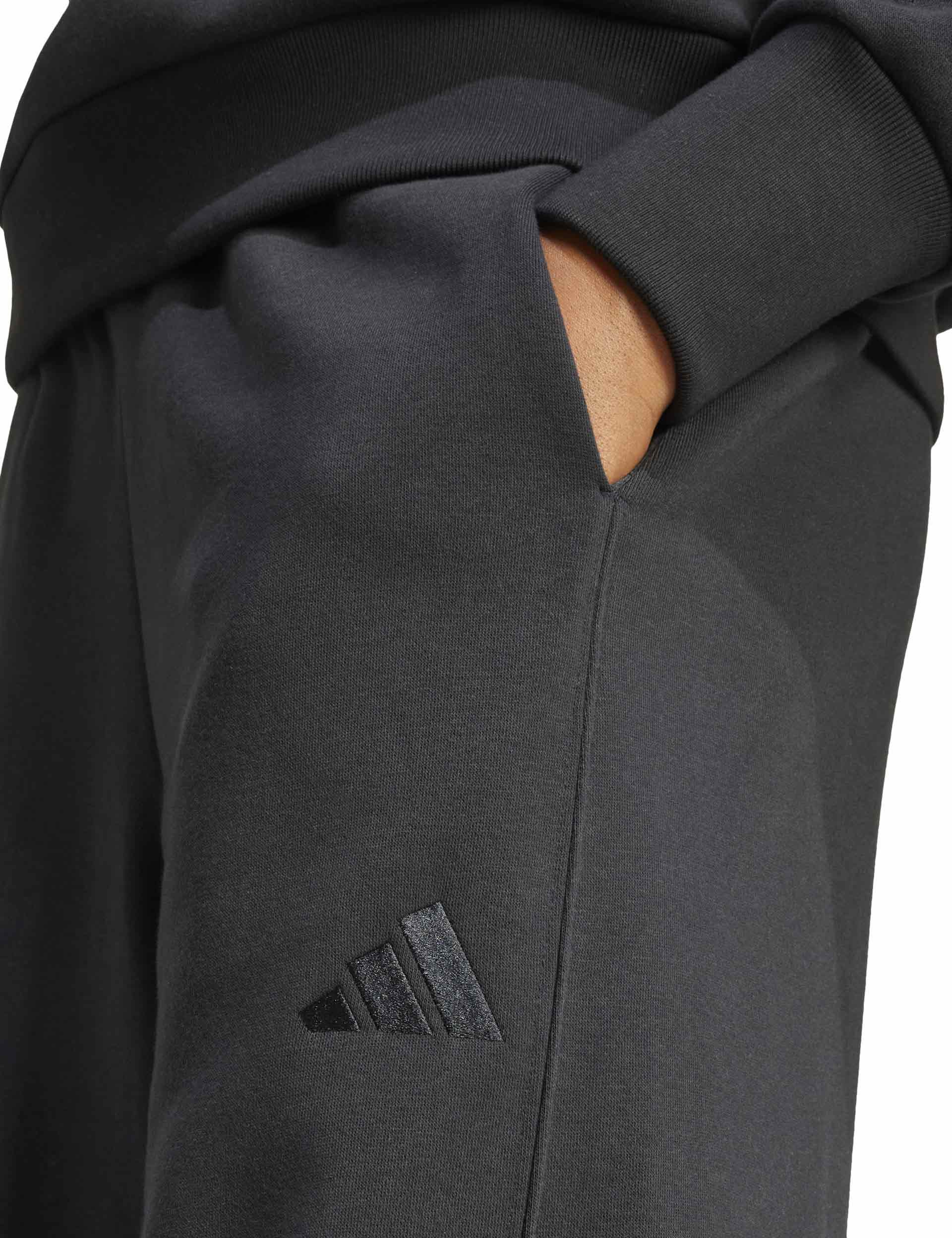 ALL SZN Fleece Loose Wide Leg Pants for Women - Soft & Comfortable Winter Lounge Pants - Black Casual Sweatpants for Home, Yoga, and Relaxation