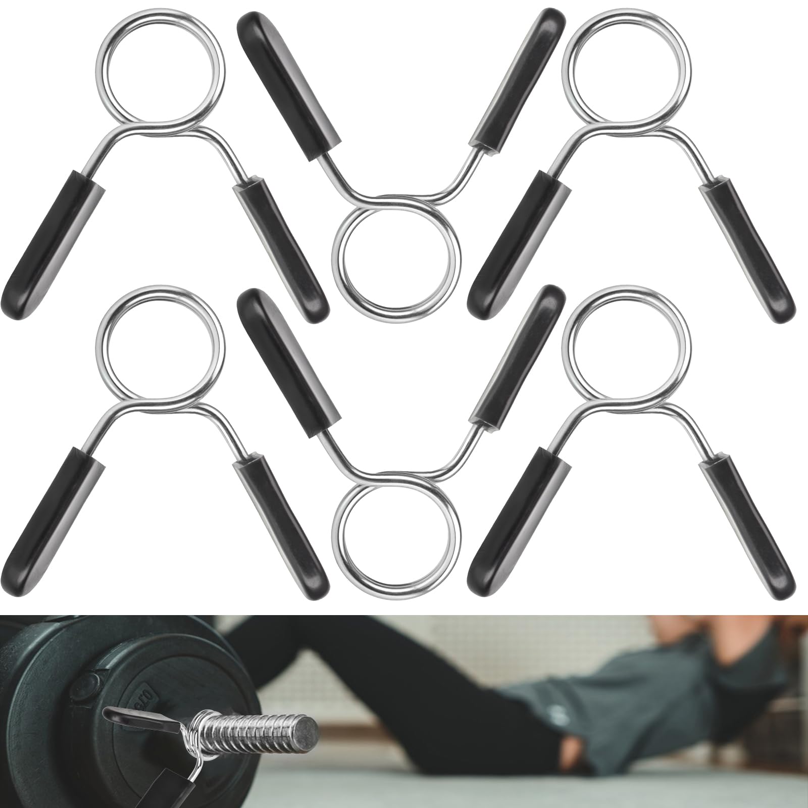 AccEncyc 1 Inch Olympic Barbell Spring Collar Clips - Heavy Duty Weightlifting Clamps for Dumbbells, Powerlifting & Strength Training - Secure Your Weights for Gym, Home & CrossFit Workouts