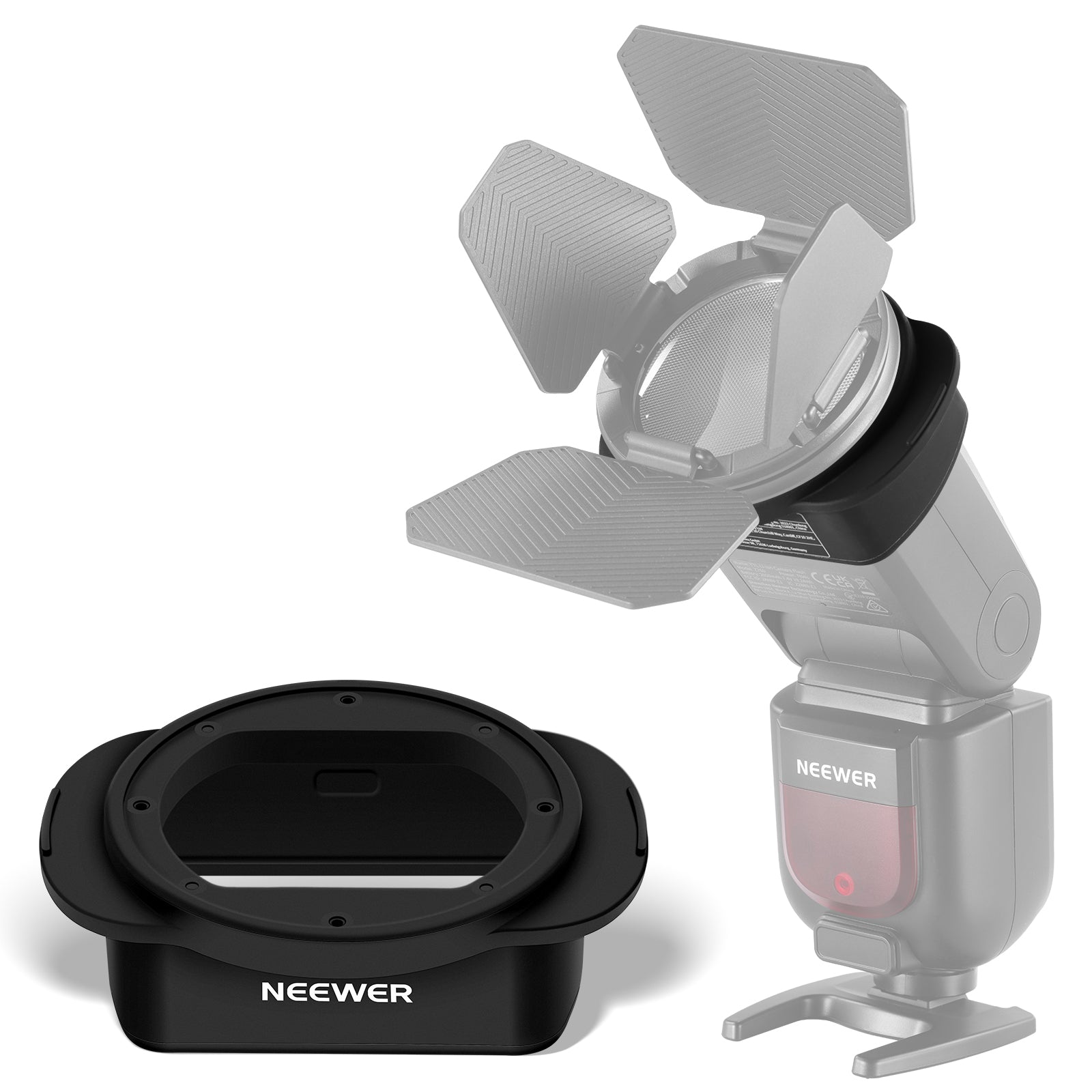 NEEWER SFR2 Silicone Square Flash Head Adapter Ring - Compatible with Speedlights & Studio Strokes - Perfect for Photography, Videography & Creative Lighting Setups