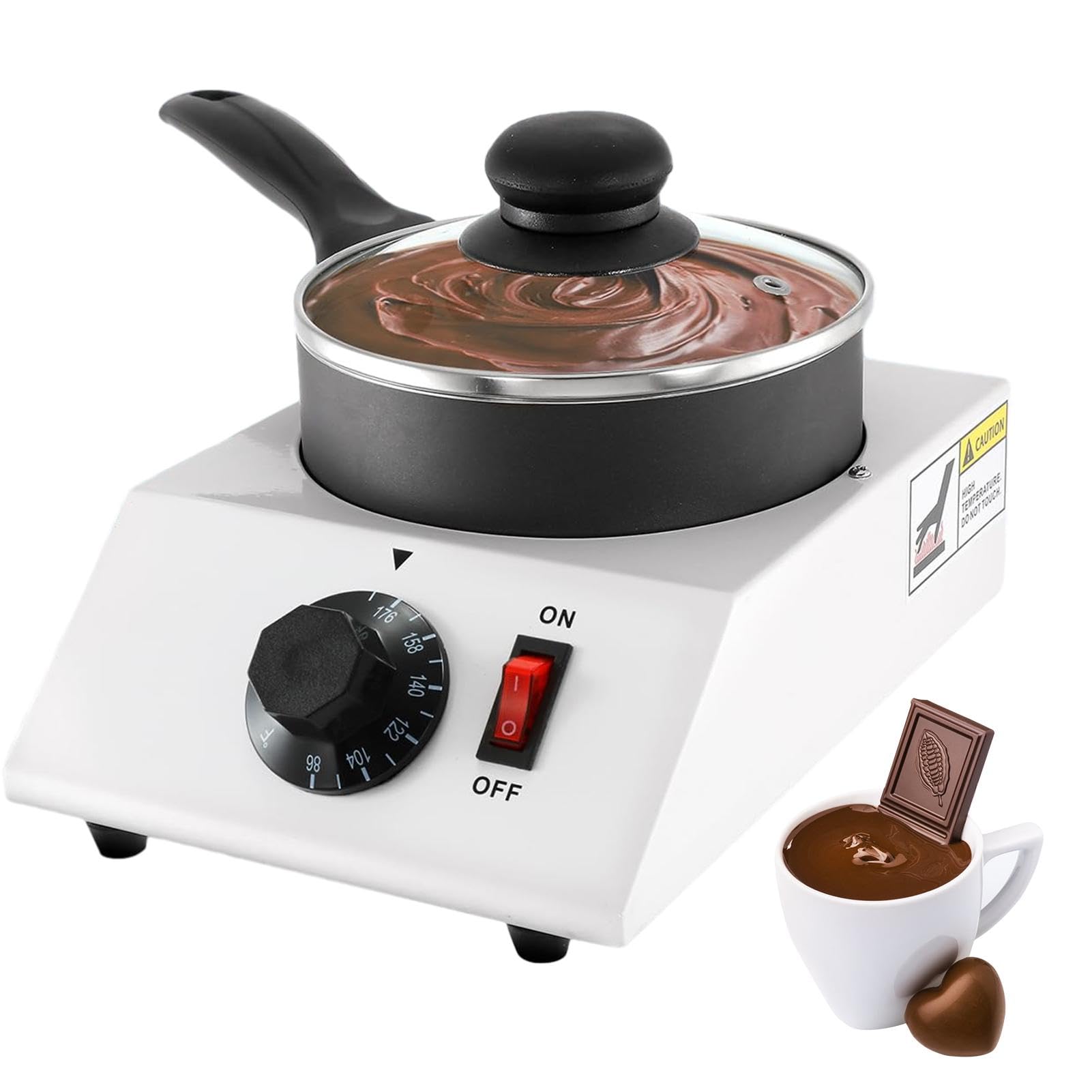 110V Electric Chocolate Melting Pot - Commercial Chocolate Tempering Machine for Melting Chocolate, Butter, Cheese, Cream & Candy - Removable Ceramic Pot for Easy Cleaning - Perfect for Bakeries, Candy Shops & Home Dessert Making