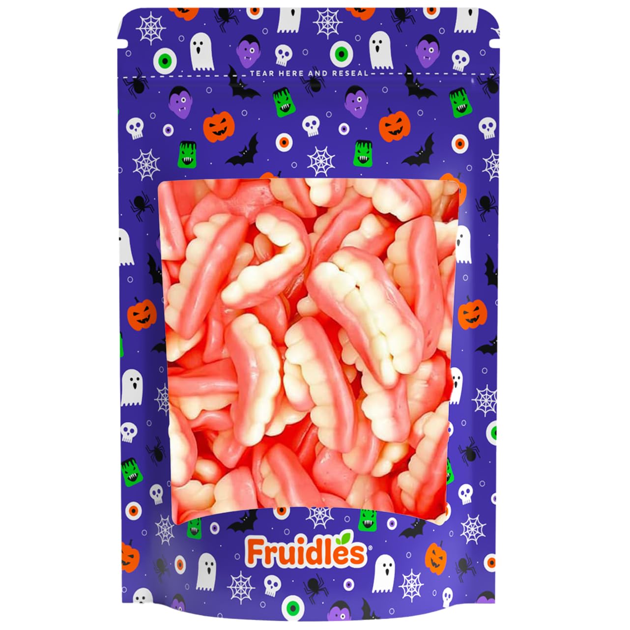 Fruidles Gummy Teeth Candy - 2lb Bulk Bag of Delicious Fruit Flavored Chewy Gummies for Halloween, Parties & Movie Night Snacks