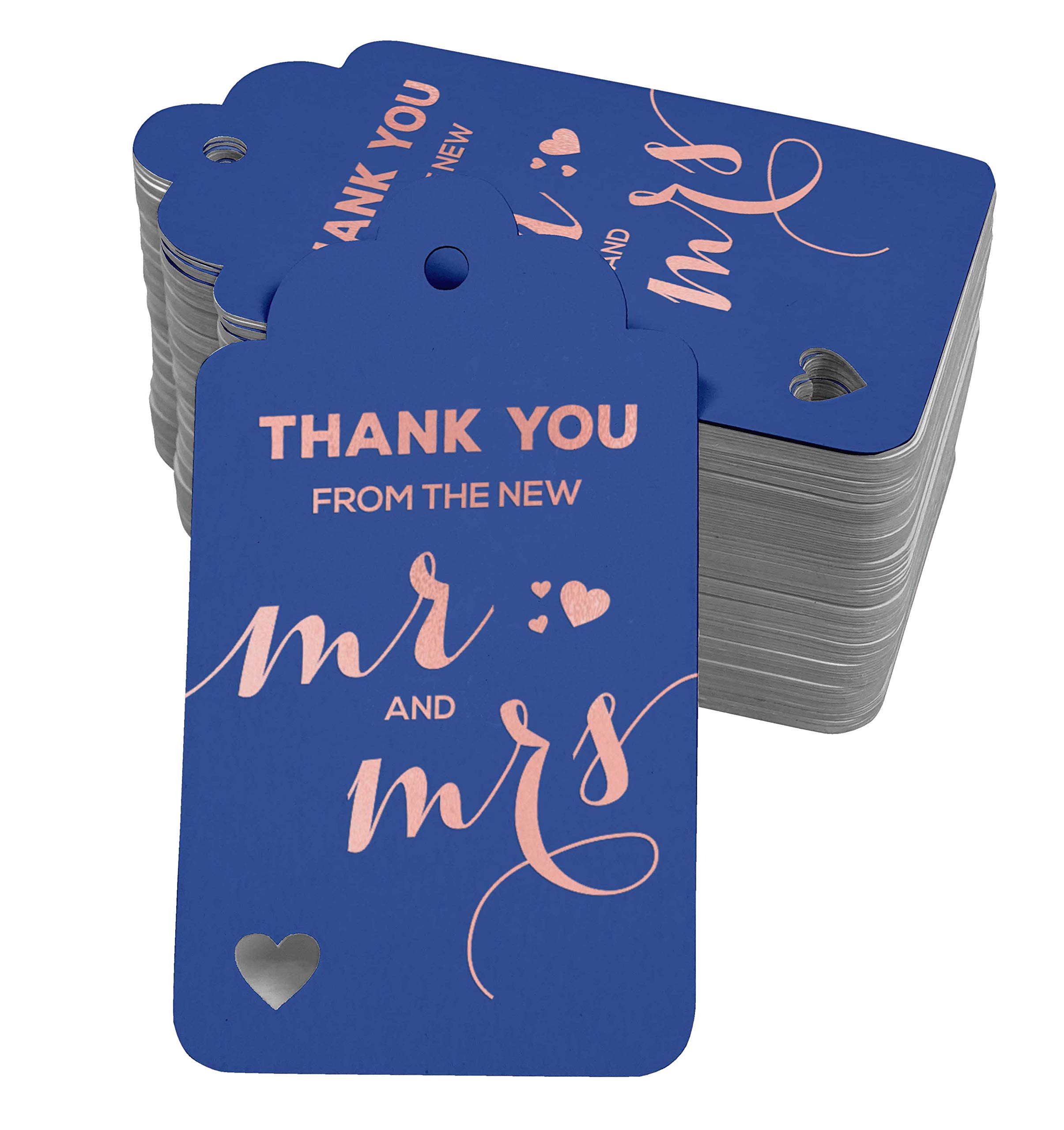 50 Pack Rose Gold Foil Paper Thank You Tags - Elegant Wedding Favor Hang Tags for Bridal Shower, Baby Shower & Party Decorations