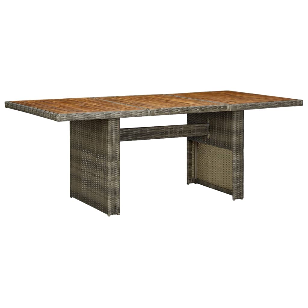 Poly Rattan Patio Dining Table, Weather-Resistant Bistro Table for Lawn, Backyard, and Garden, Solid Acacia Wood, Brown