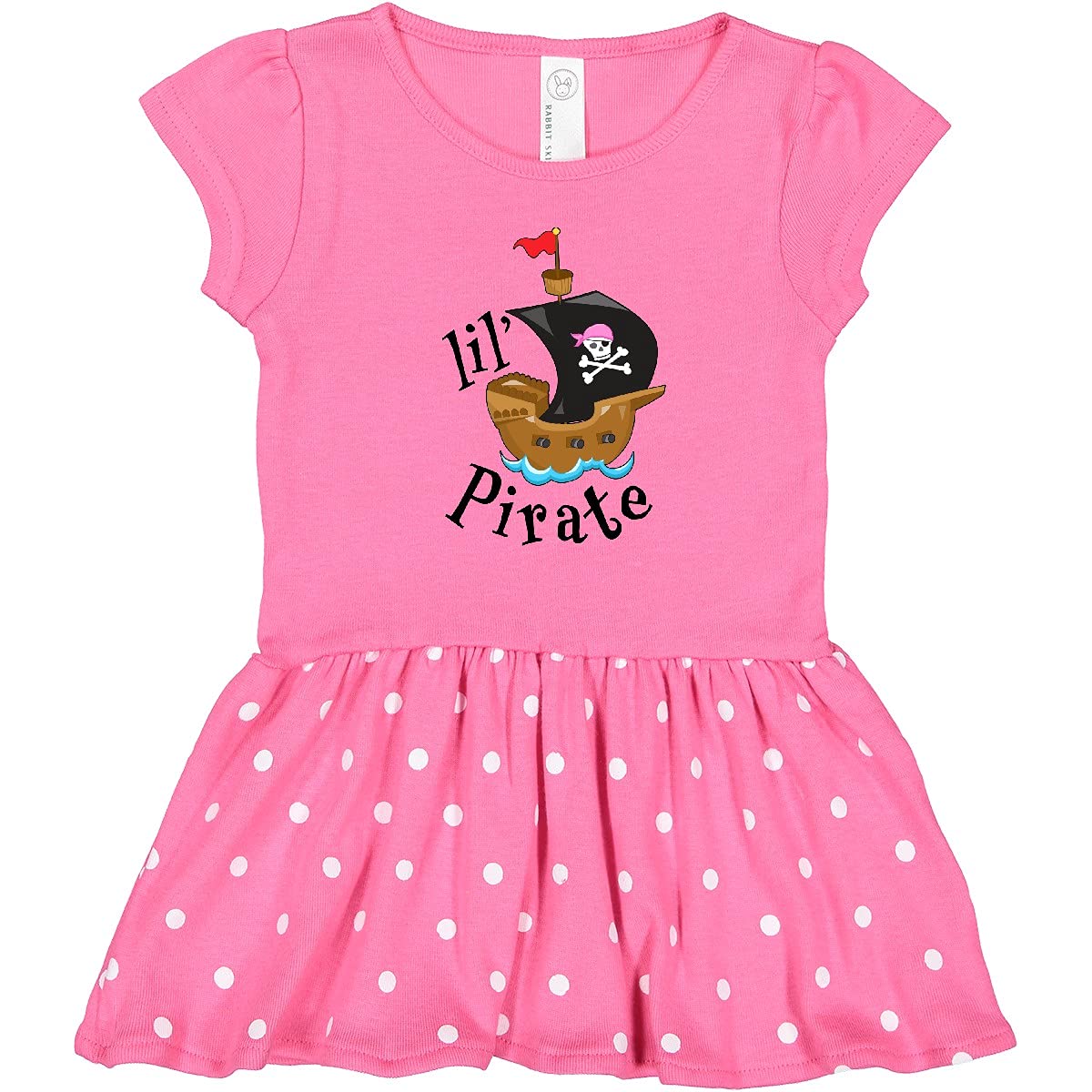 Inktastic Lil' Pirate Pirate Ship Toddler Dress - Pink Bandana Print, Cute & Comfortable Outfit for Baby Girls - Perfect for Pirate Themed Parties, Halloween Costumes & Playtime Adventures