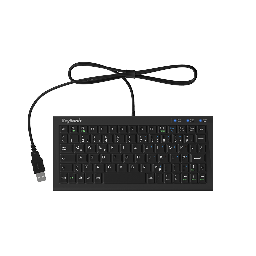 Keysonic ACK 3401U Super Mini USB Keyboard - Compact & Portable for Laptop, PC, Office & Travel Use