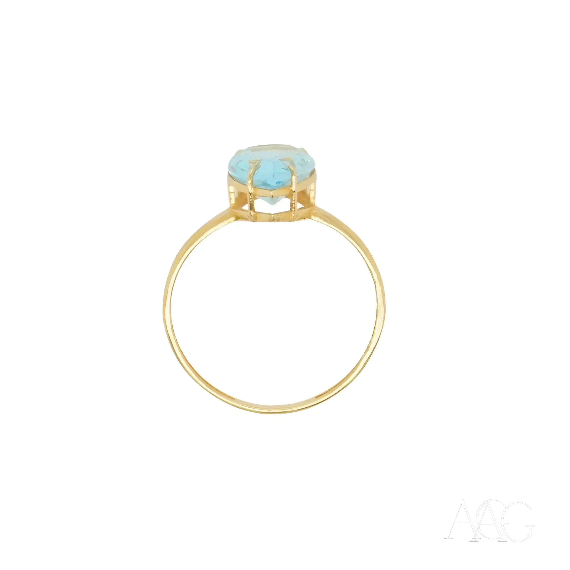 Exquisite Blue Topaz Gold Ring for Women – Elegant 14K Solid Gold Gemstone Jewelry for Engagement, Anniversary & Special Occasions