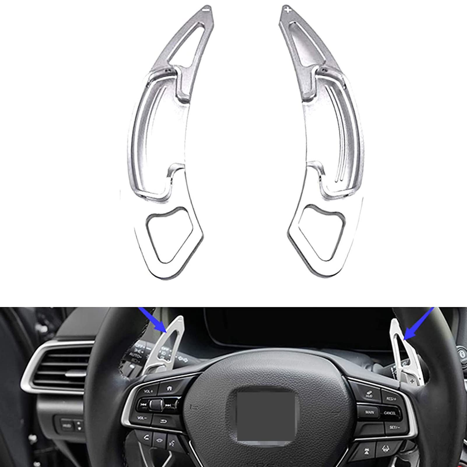Premium Aluminum Alloy Paddle Shift Steering Wheel Shifter Extension - Compatible with Honda Accord, Odyssey, Civic, CR-V, Acura & More - Silver Finish - Enhance Driving Performance for Racing & Daily Commute