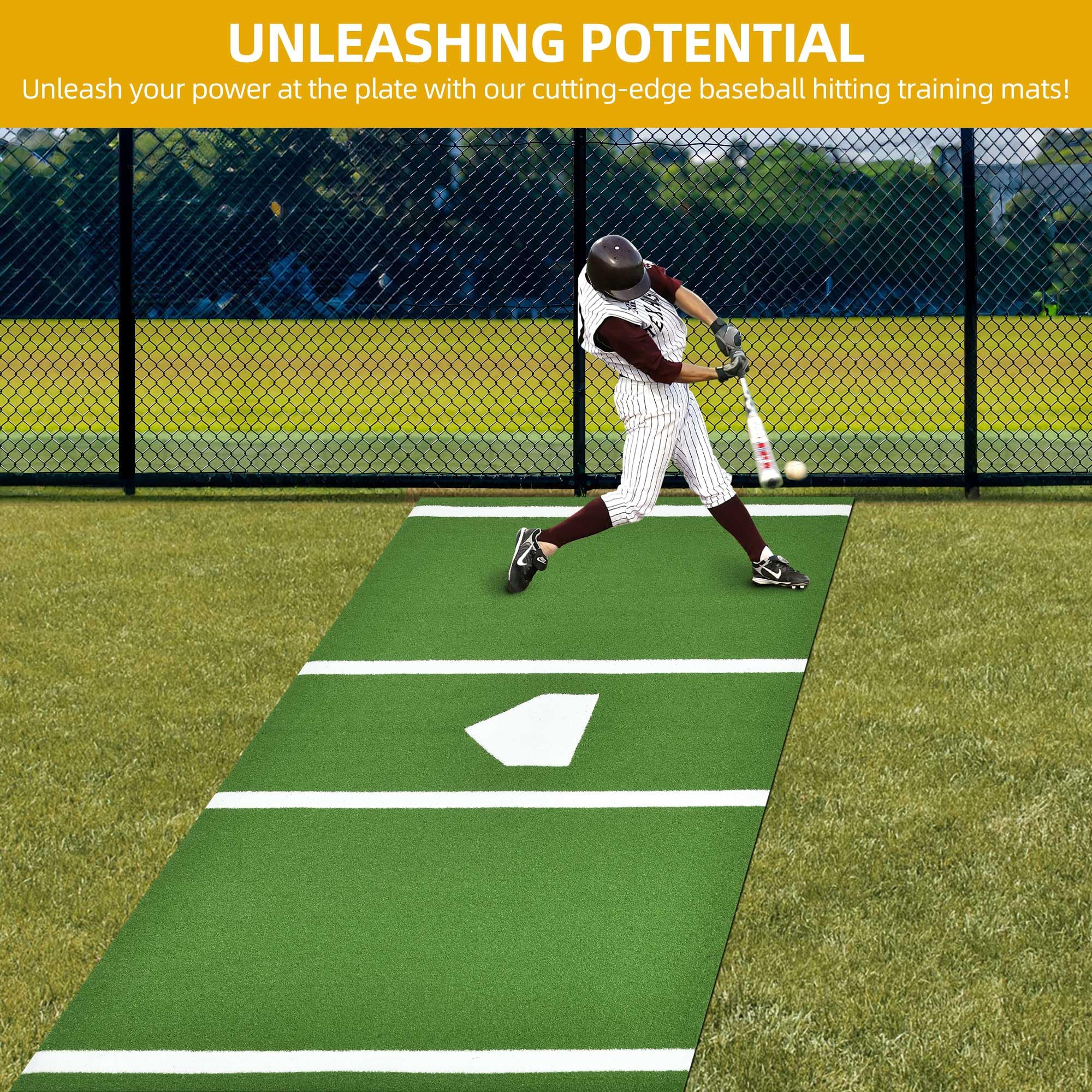 Premium Baseball & Softball Hitting Mat - Non-Slip Training Mat with Stitched Turf & Home Plate Design for Indoor/Outdoor Practice - Perfect for Backyard Drills, Batting Cages & Team Training Sessions