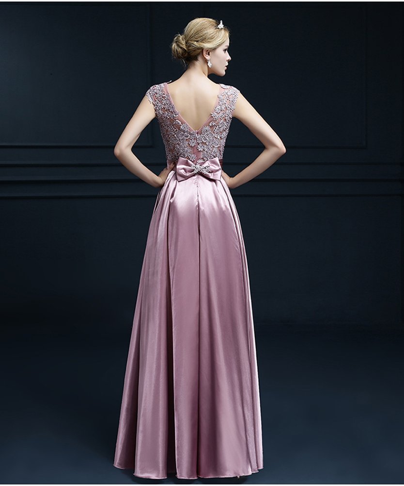Elegant Women's Long Satin Bridal Dress with Lace Details - Perfect for Prom, Wedding, and Formal Party Occasions