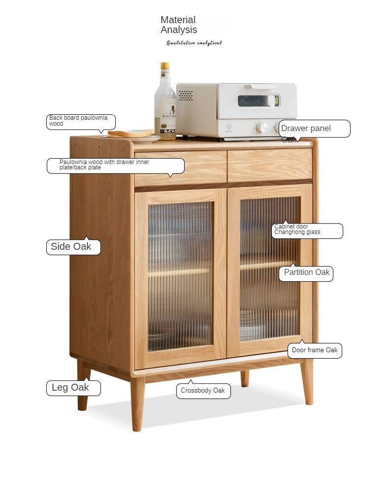 Modern Oak Solid Wood Sideboard - Scandinavian Nordic Style TV Stand, Buffet Cabinet for Living Room, Dining Room & Entryway Storage