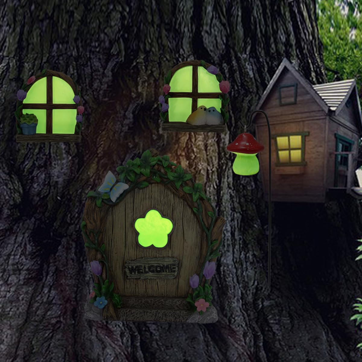 Outdoor Garden Sculptures & Miniature Fairy Garden Decorations - Garden Gnomes, Tree Faces & Glow-in-the-Dark Figurines for Fairy Gardens, Yard Art & Landscape Design