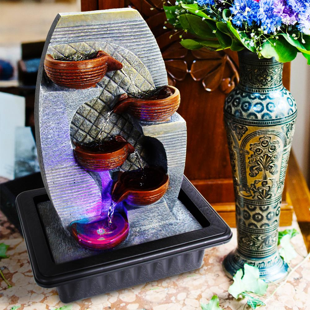 Decorative LED Tabletop Water Fountain for Home, Office, Yoga & Meditation - Relaxing Indoor Waterfall Feature with Soothing Sounds