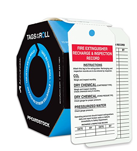 Accuform TAR740 Fire Extinguisher Inspection Tags Roll - 250 Pack, 6.25
