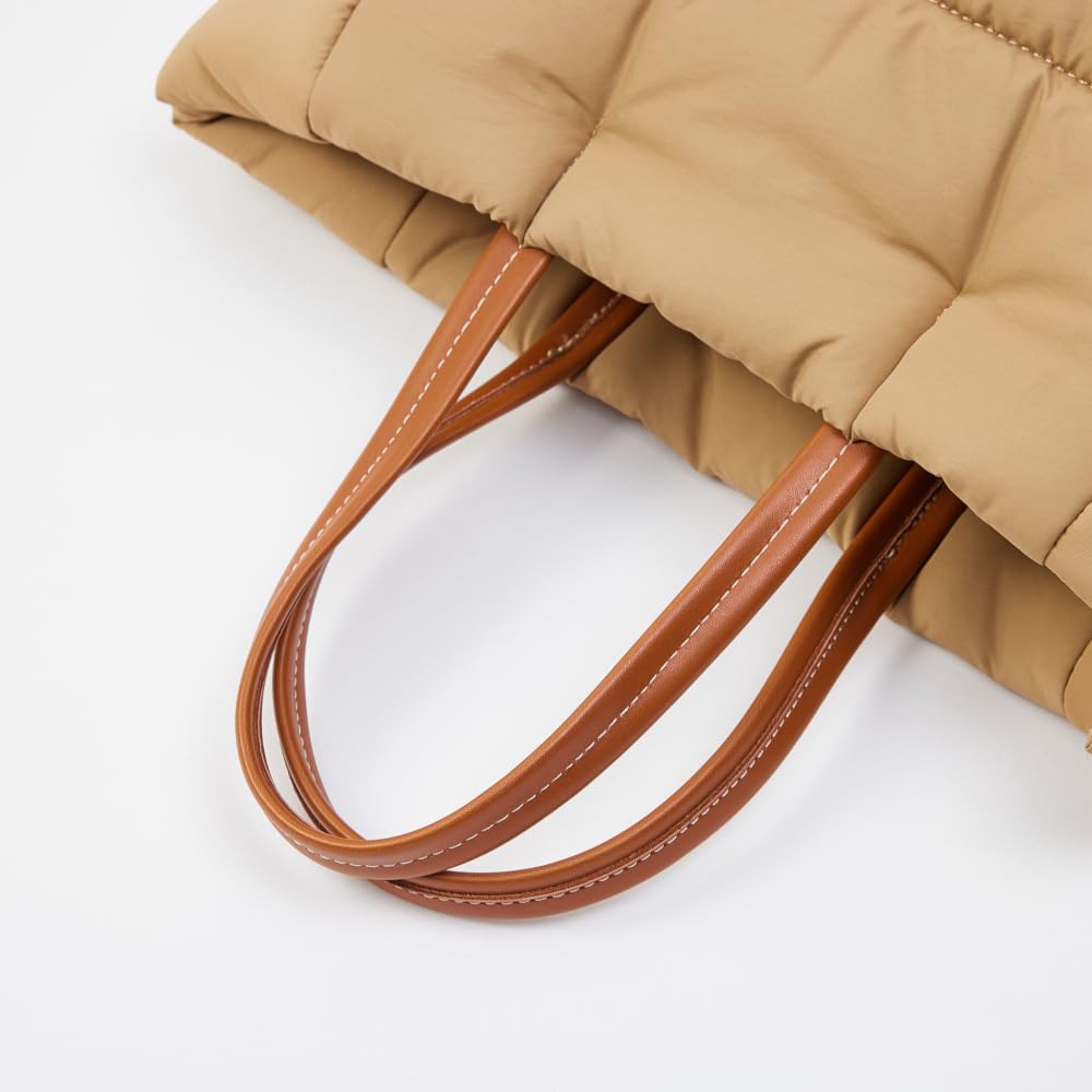 VAKAER Lightweight Down Puffer Tote Bag for Women - Adjustable Strap Quilted Shoulder Crossbody Handbag | Perfect for Work, Travel & Everyday Use
