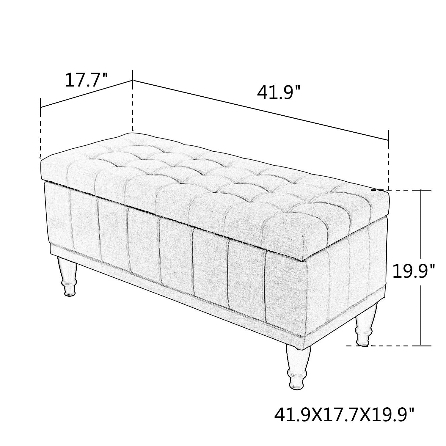 Joveco 41 Inch Storage Ottoman Bench - Tufted Microfiber Footrest with Hidden Compartment, Multi-Functional Seat for Living Room, Bedroom & Entryway (Grass Green) - Perfect for Extra Seating, Storage & Home Decor