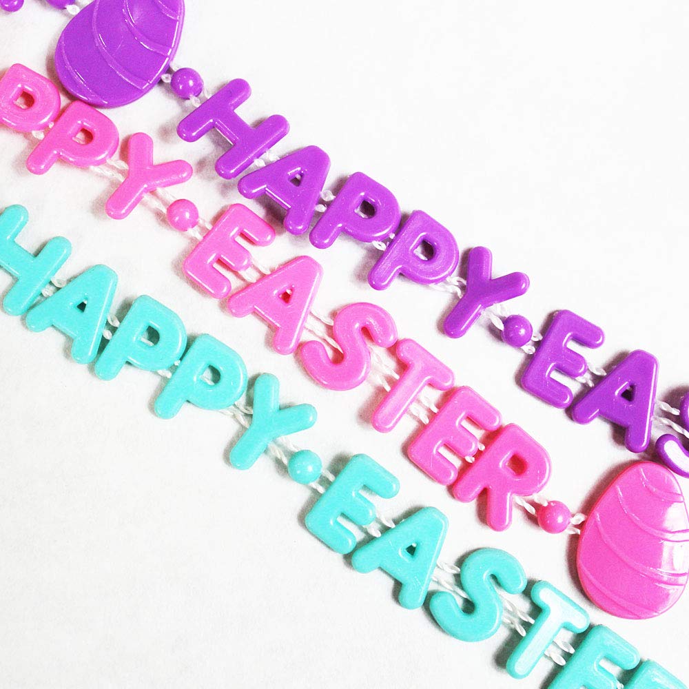 Kipp Brothers 33-Inch Pastel Easter Beaded Necklaces with Egg Charms - Pack of 12 for Easter Party Favors, Egg Hunt Prizes & Spring Celebrations