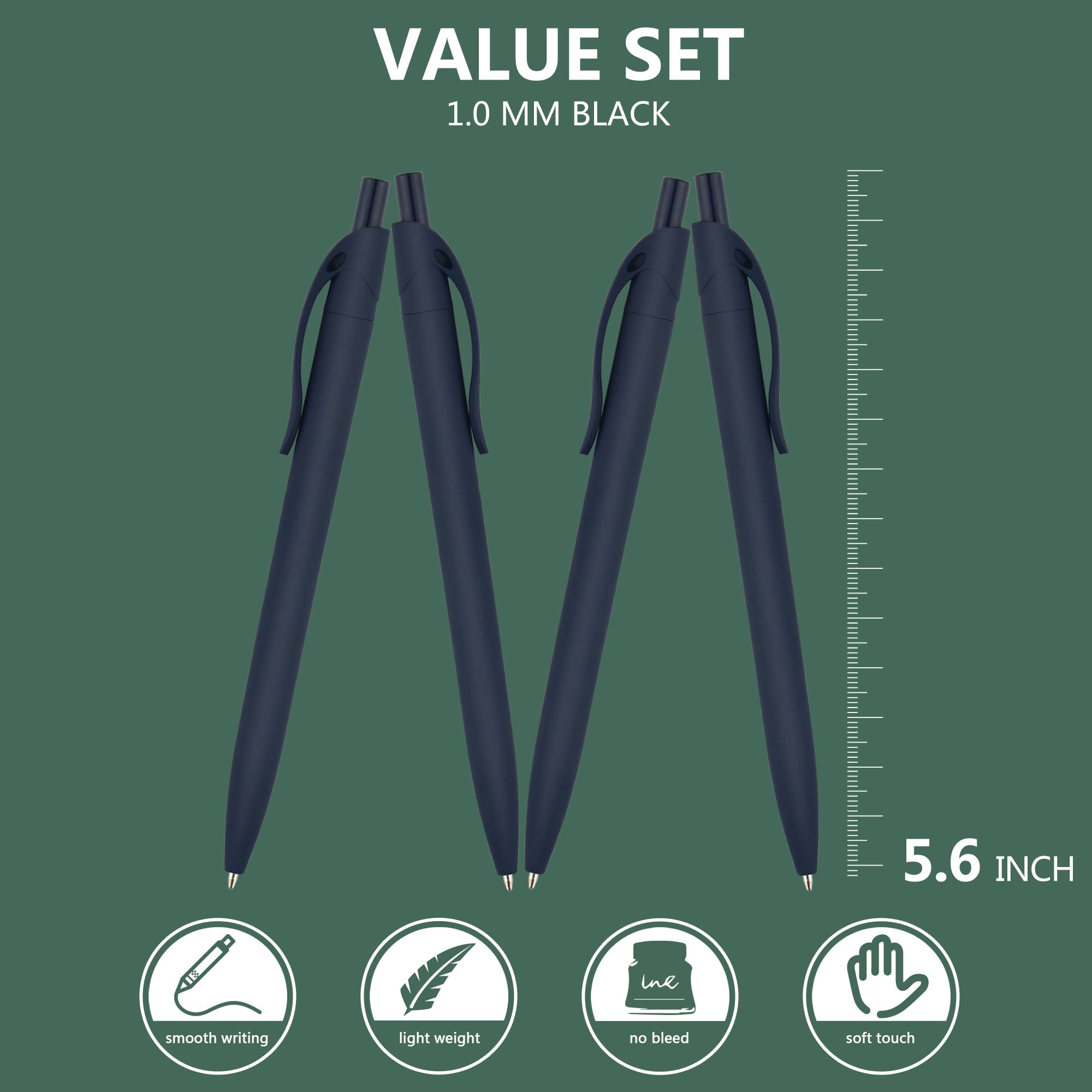 Deegtran Bulk Pens - 100 Pack No Bleed Blue Barrel Click Pens, Wholesale Retractable Ballpoint Pens with 1.0MM Medium Point Smooth Black Ink - Perfect for Office, School, Business & Everyday Writing