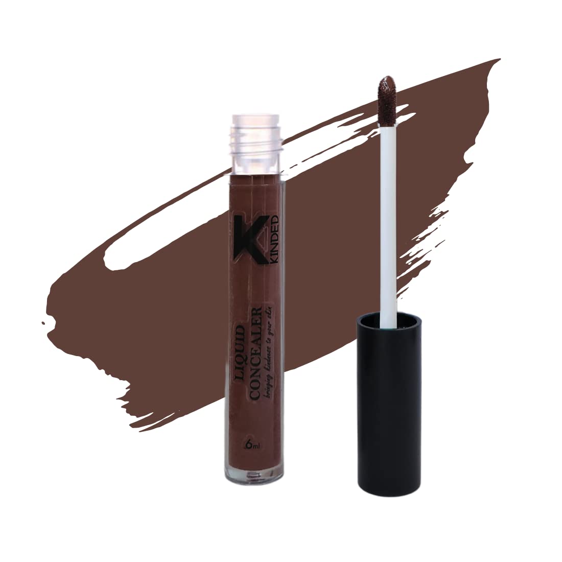 KINDED Liquid Concealer - Full Coverage Waterproof HD Pro Makeup for Dry & Oily Skin | Color Corrector for Acne, Dark Circles & Spots | Creamy Matte Finish | Contour Brown (6ml) | Perfect for Daily Wear, Photo Shoots & Special Events