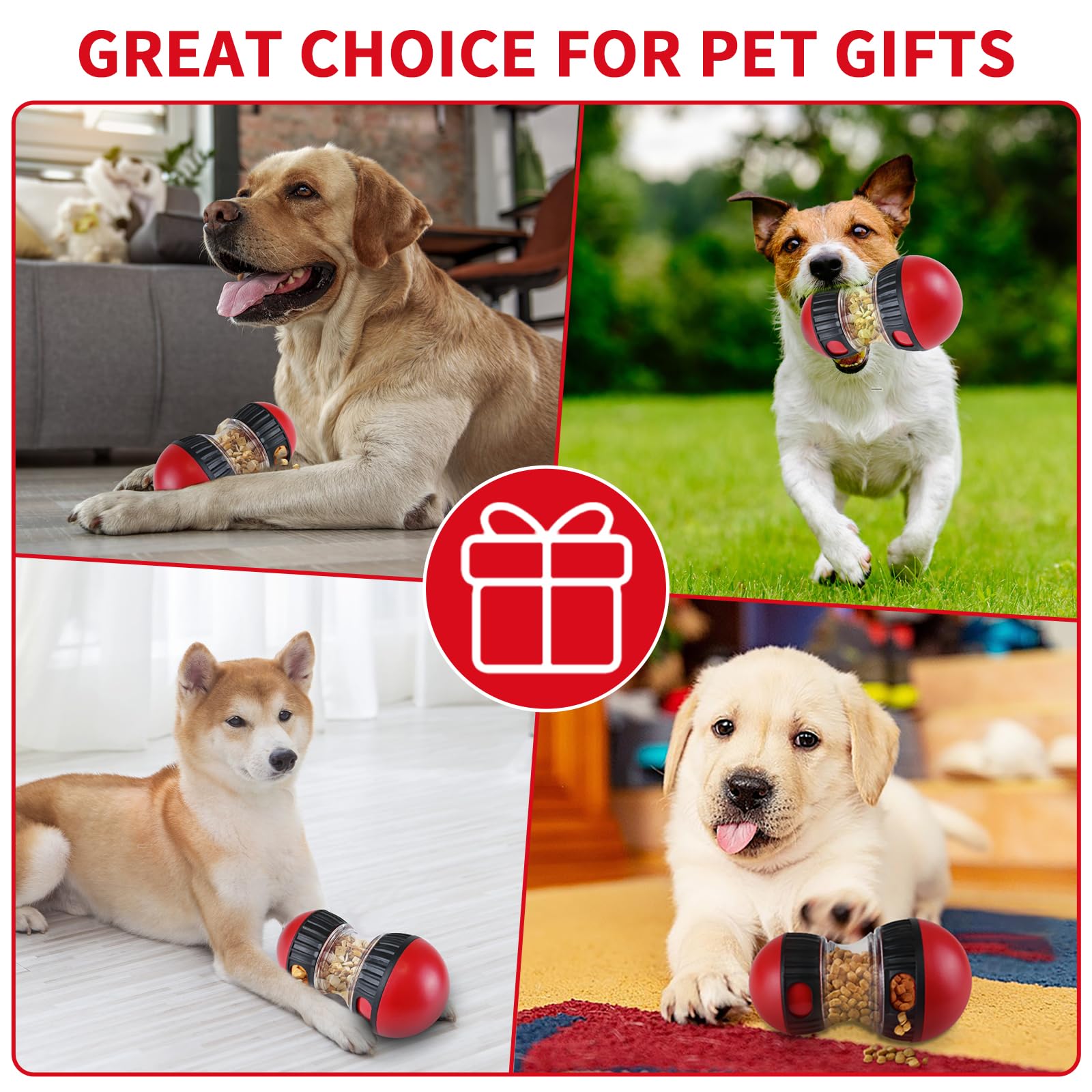 Interactive Treat Dispensing Dog Toys - Mental Stimulation Puzzle Toy for Small Dogs - Red - Perfect for Boredom Relief & Training Rewards