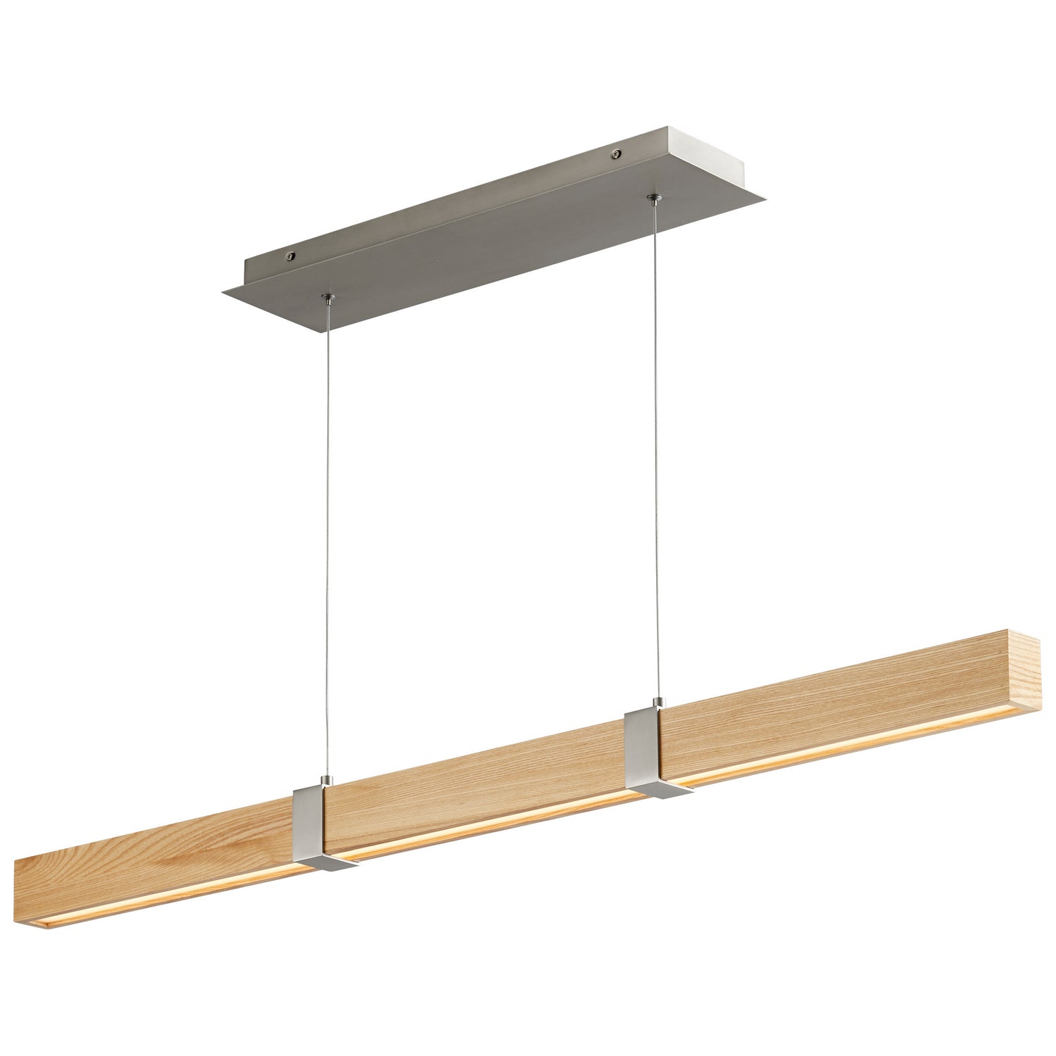 Oxygen Decca 3 48 5224 Modern Pendant Light Fixture in Satin Nickel with White Oak Shade - Perfect for Dining Room, Kitchen Island, or Entryway Lighting