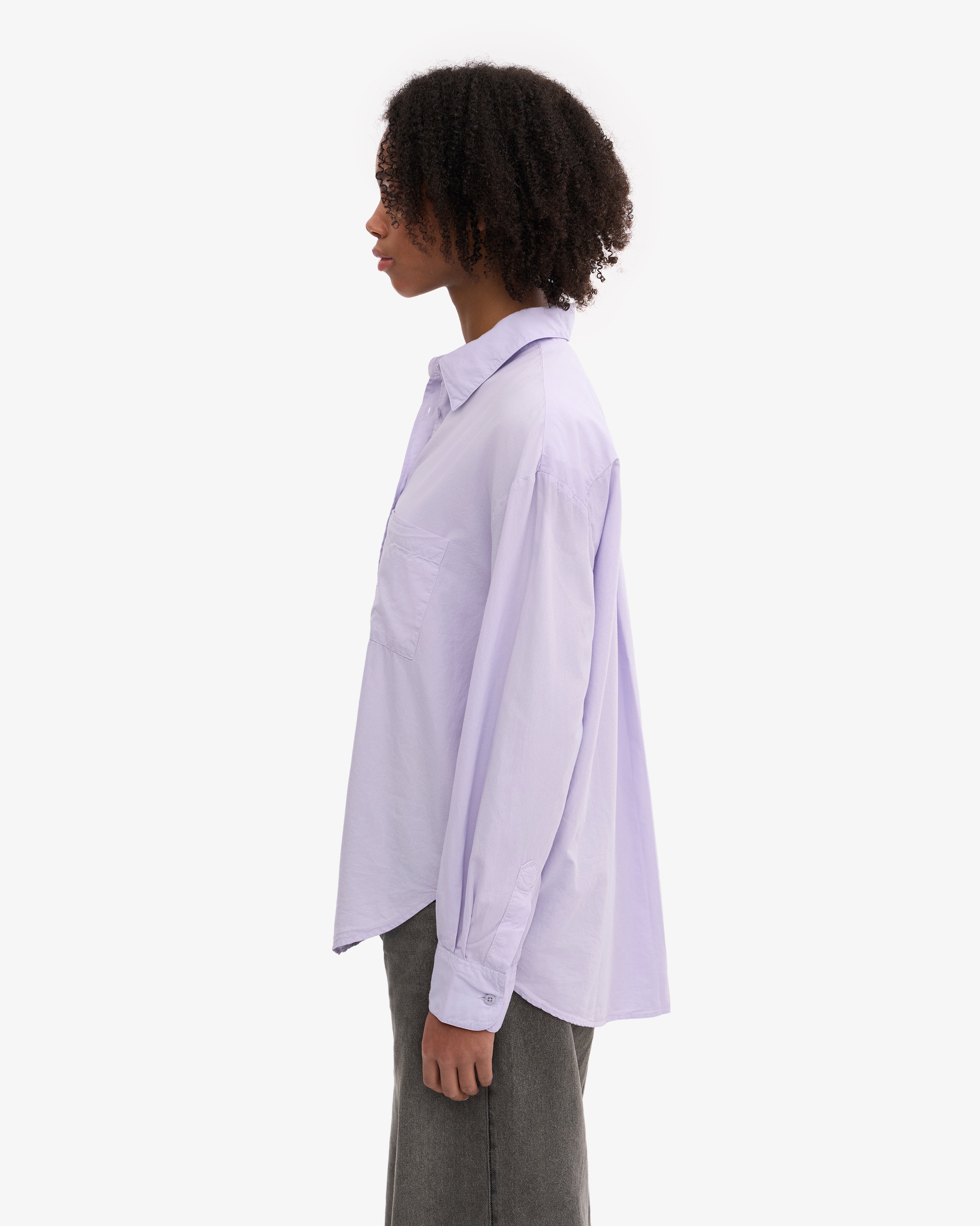 Organic Oversized Shirt for Women - Soft Lavender Cotton Loose Fit Tunic Top - Casual Wear, Lounge, Beach Cover-Up, Boho Style Outfit
