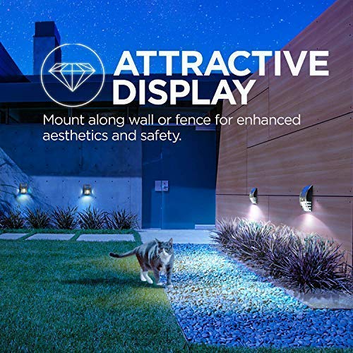 Solar Security Lights Outdoor - Waterproof Solar Wall Lights for Home & Garden, Wireless Fence Post & Step Lighting (2-Pack, Stainless Steel) - Perfect for Driveways, Pathways & Backyard Safety