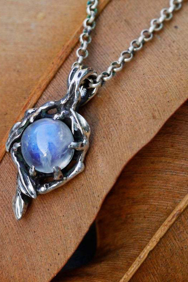 Vintage Rainbow Moonstone Glass Water Drop Pendant Necklace for Women - Elegant Boho Jewelry Gift for Birthday, Wedding & Special Occasions