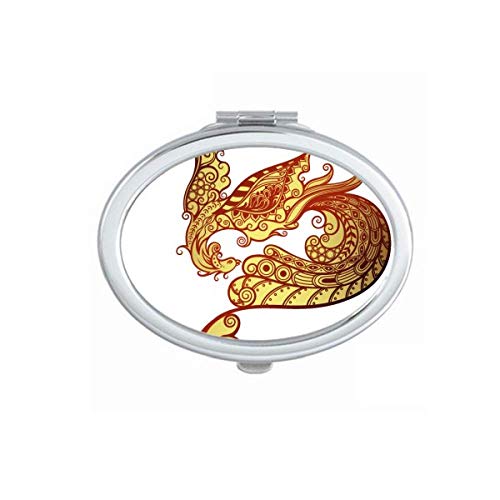 DIYthinker Colorful Phoenix Animal Art Outline Mirror - Portable Folding Double-Sided Makeup Mirror for Travel, Home & Vanity | Handmade Glass Cosmetic Mirror