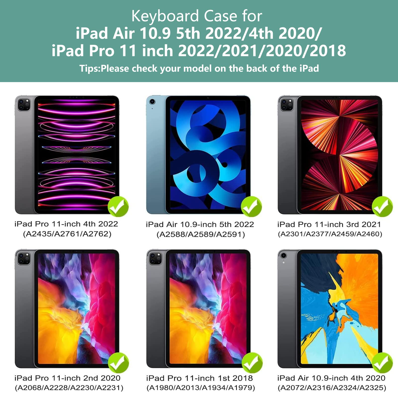 Premium Keyboard Case for iPad Pro 11 inch (1st/2nd/3rd Gen) & iPad Air 5th/4th Gen - Slim Protective Cover with Touch Trackpad, 10-Color Backlit Keyboard & 360° Rotation - Includes Apple Pencil Holder - Perfect for Work, Study & Travel