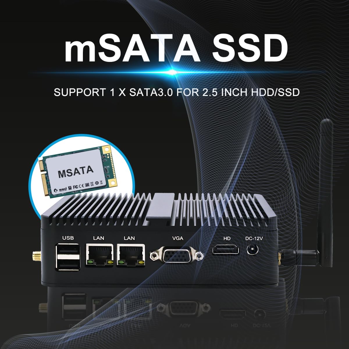 Fanless Mini PC with Intel Celeron J4125, 8GB DDR4 RAM, 512GB SSD, Dual LAN, Bluetooth, HD/VGA Ports, Windows 11 Pro - Compact Industrial Computer for Office, Home Theater, Digital Signage & IoT Applications