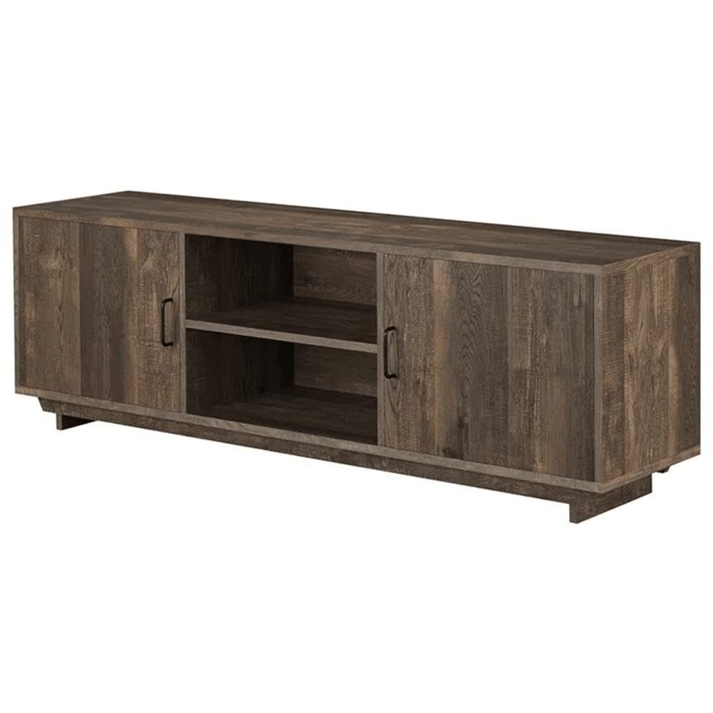 Krella 2-Piece Solid Oak Wood Storage Coffee Table and 62-Inch TV Stand Set - Modern Living Room Furniture for Home Entertainment & Organization