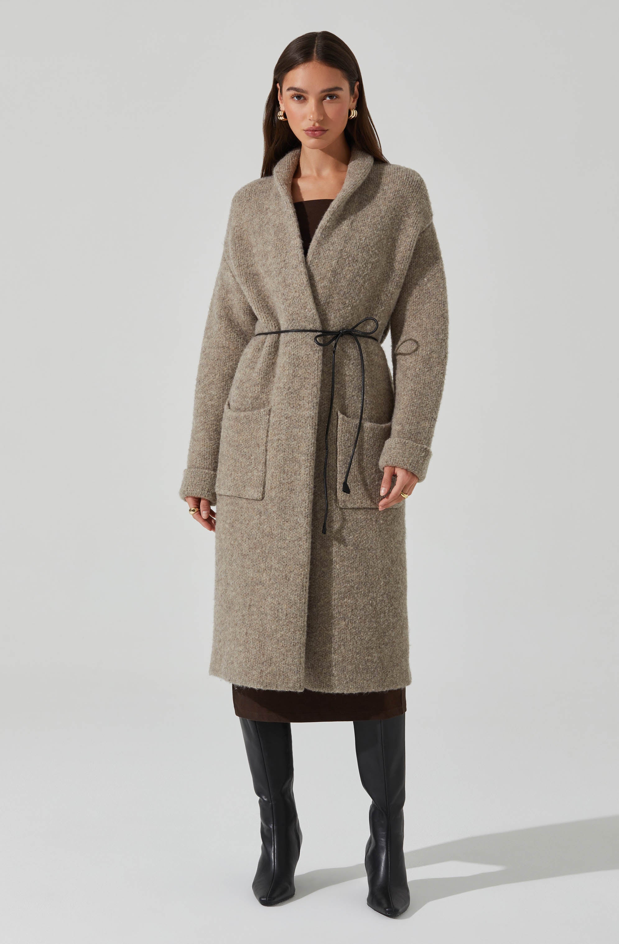 Stylish Noor Belted Maxi Cardigan for Women - Elegant Long Knit Sweater Wrap - Perfect for Fall, Winter & Layering Outfits