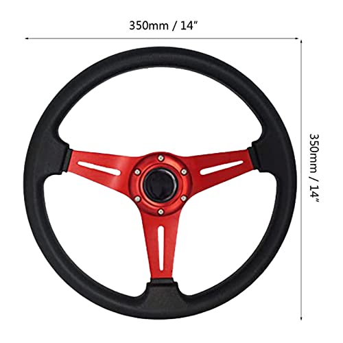 13.8” Universal Quick Release Racing Steering Wheel - 6 Bolt Flat Drift Car Steering Wheel with PU Leather Grip & Aluminum Spokes (Includes Horn Button) | Perfect for Drifting, Track Racing & Performance Driving