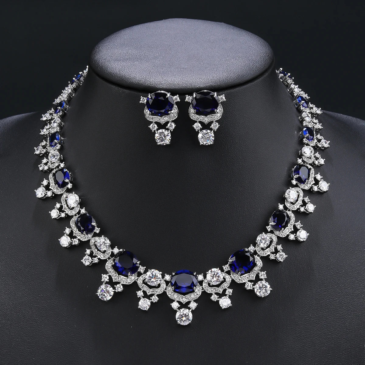 Luxury Cubic Zirconia Imitation Agate Bridal Jewelry Set - Wedding Necklace & Earrings for Women - Perfect for Bridal Party, Anniversary Gifts & Special Occasions