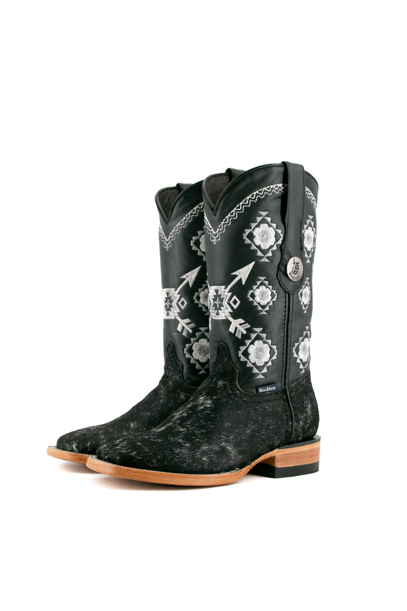 Women's Cowgirl Boots Square Toe Cowhide Leather Western Boots Size 5.5 - Perfect for Country Dancing, Rodeo Events & Casual Wear