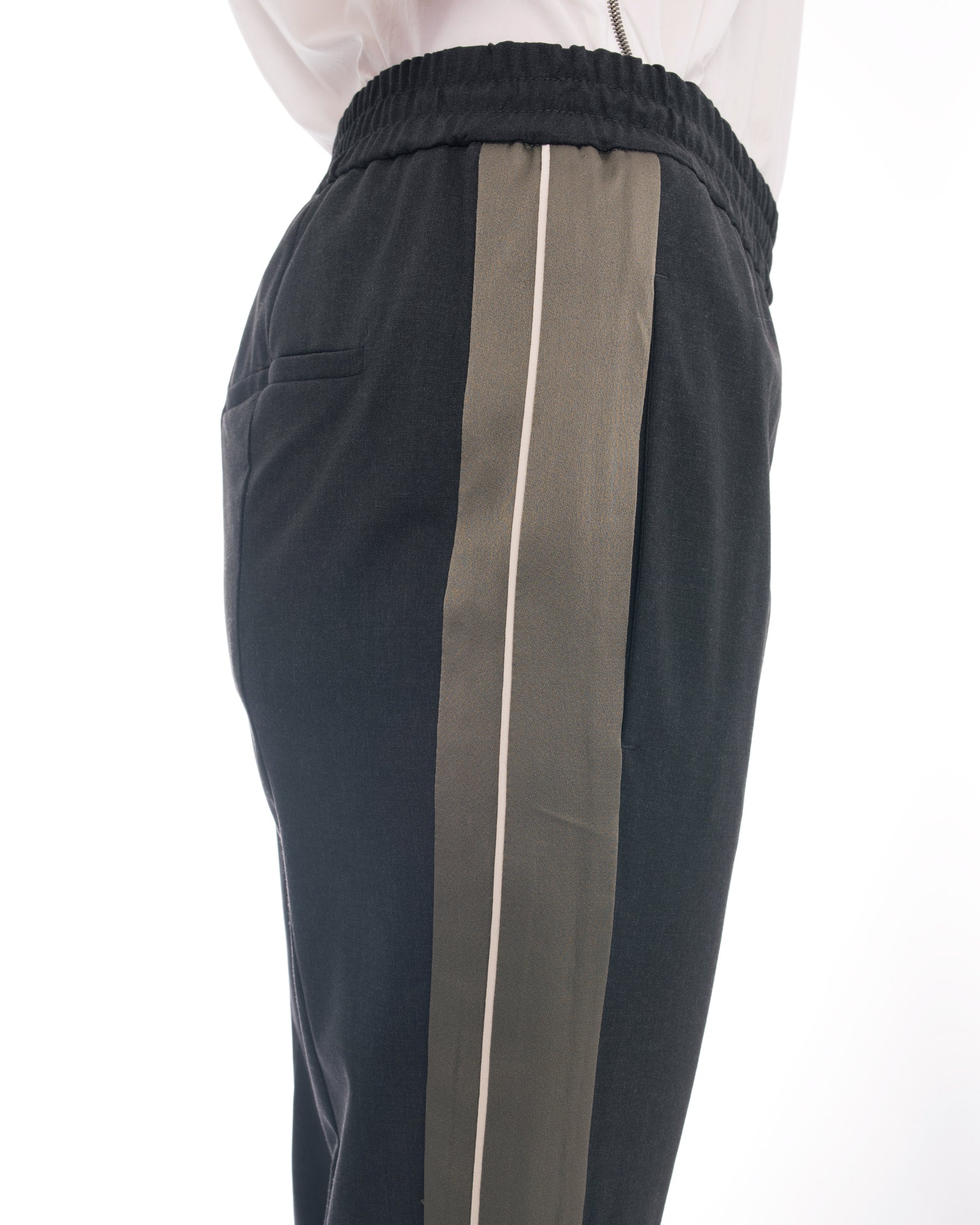 Brunello Cucinelli Men's Charcoal Grey Dress Pants with Satin Trim - Premium Formal Trousers for Business & Evening Events