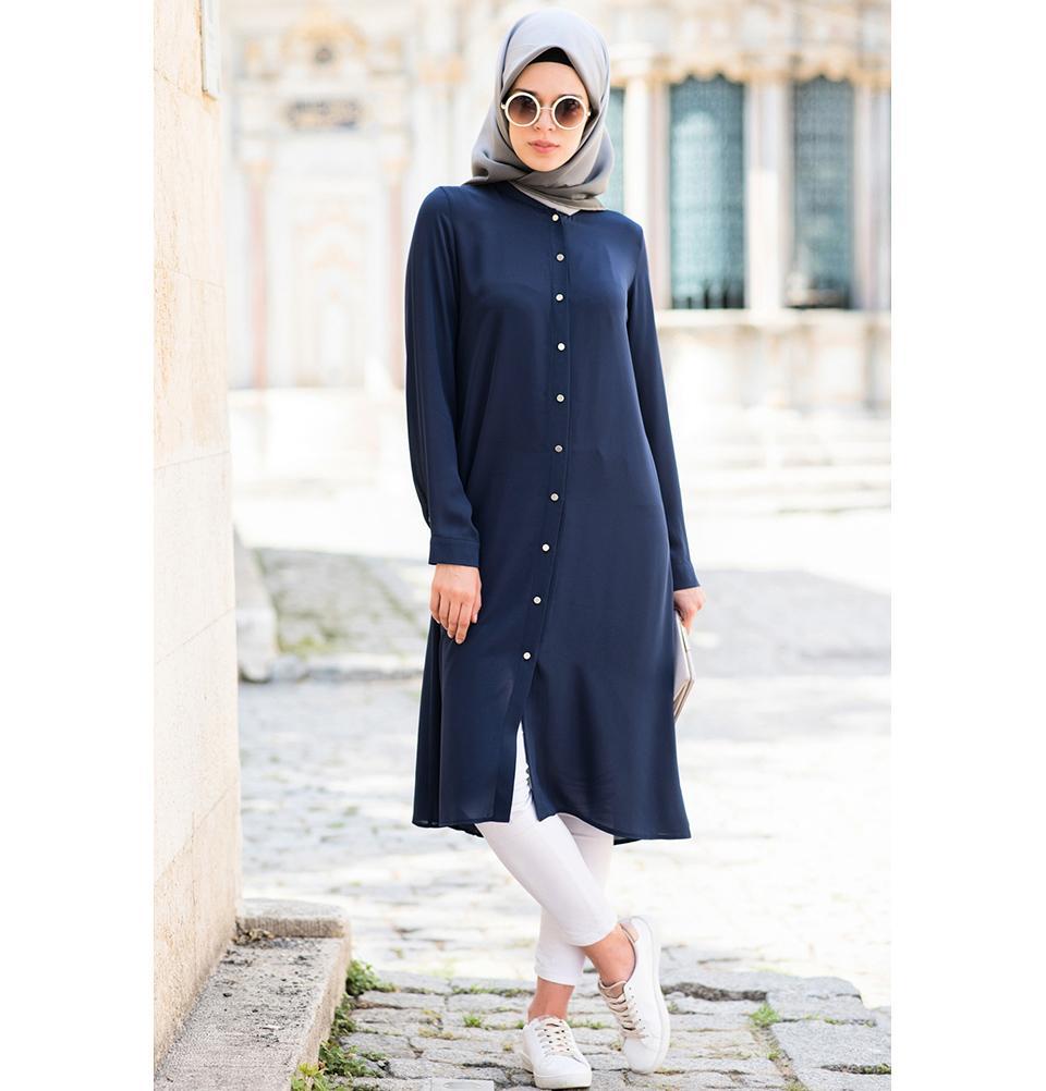 Abaci Simple Tunic Dress for Women - 17TNK9936 Navy Blue Casual Wear for Office, Travel & Everyday Comfort