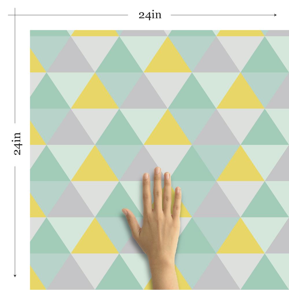 Green Triangles Geometric Peel and Stick Removable Wallpaper - Self-Adhesive Decorative Wall Covering for Bedroom, Living Room & Nursery Decor