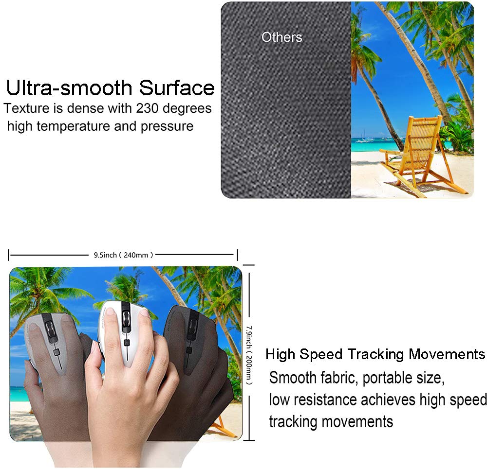 Waterproof Non-Slip Beach Mouse Pad with Coconut Tree Design - 9.5