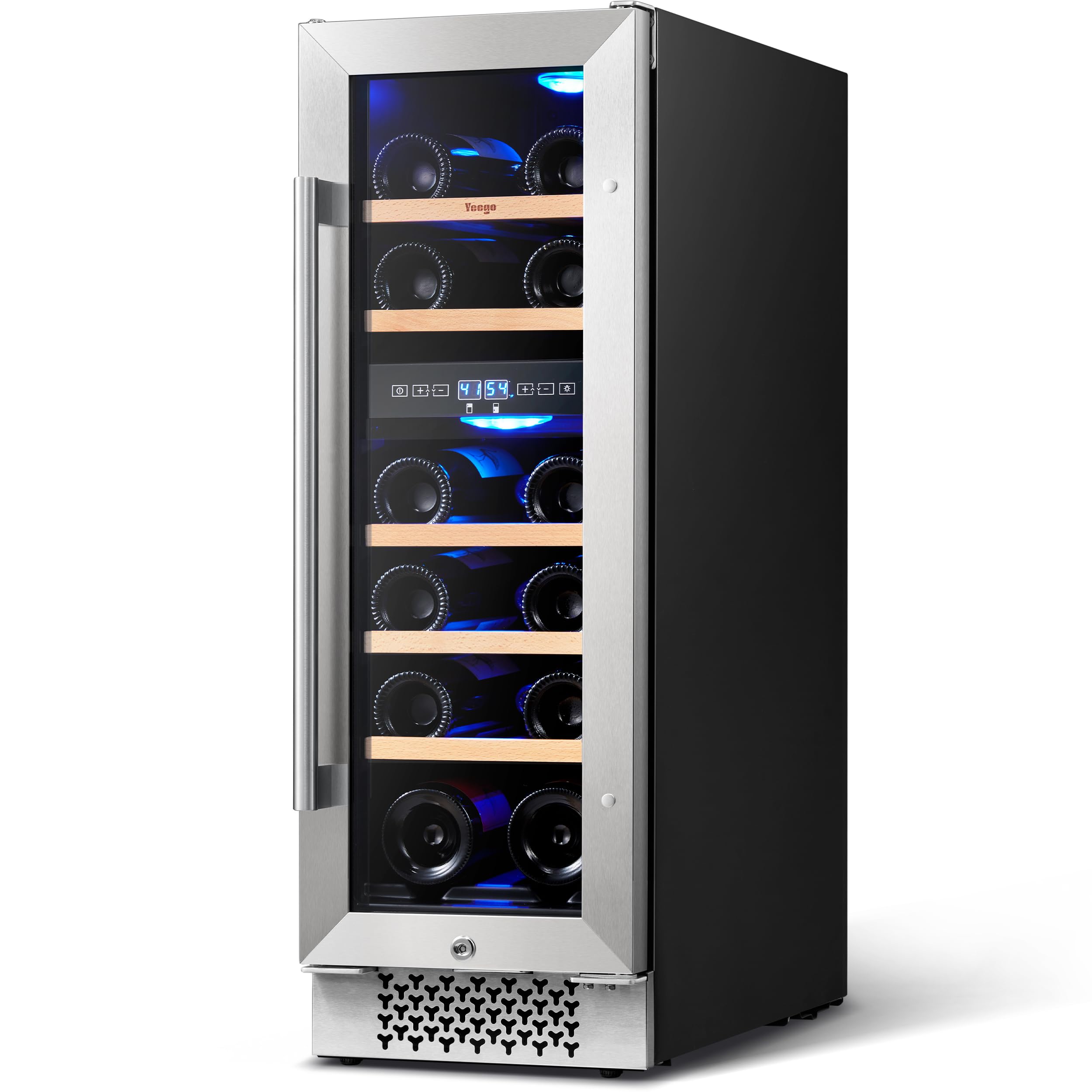 Yeego 12 Inch Freestanding Dual Zone Wine Cooler Refrigerator - Holds 18 Bottles, Digital Temperature Control (40°F-65°F), Quiet Compressor Technology - Perfect for Kitchen, Home Bar, Office, or Wine Cellar Storage