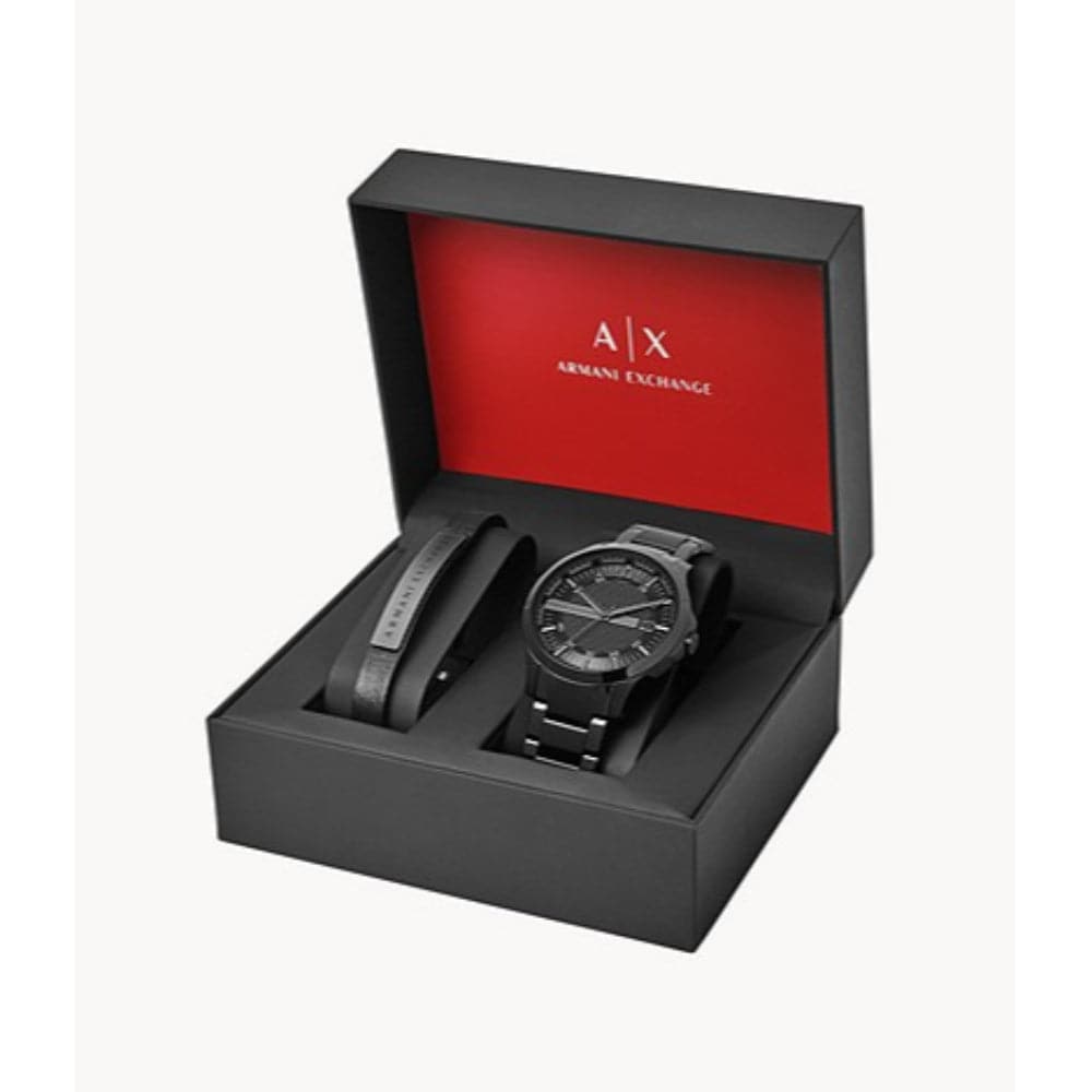 ARMANI EXCHANGE AX7101 Men's Watch & Bracelet Gift Set - Luxury Stainless Steel Chronograph Watch with Matching Bracelet - Perfect for Gifts, Business Meetings & Formal Occasions