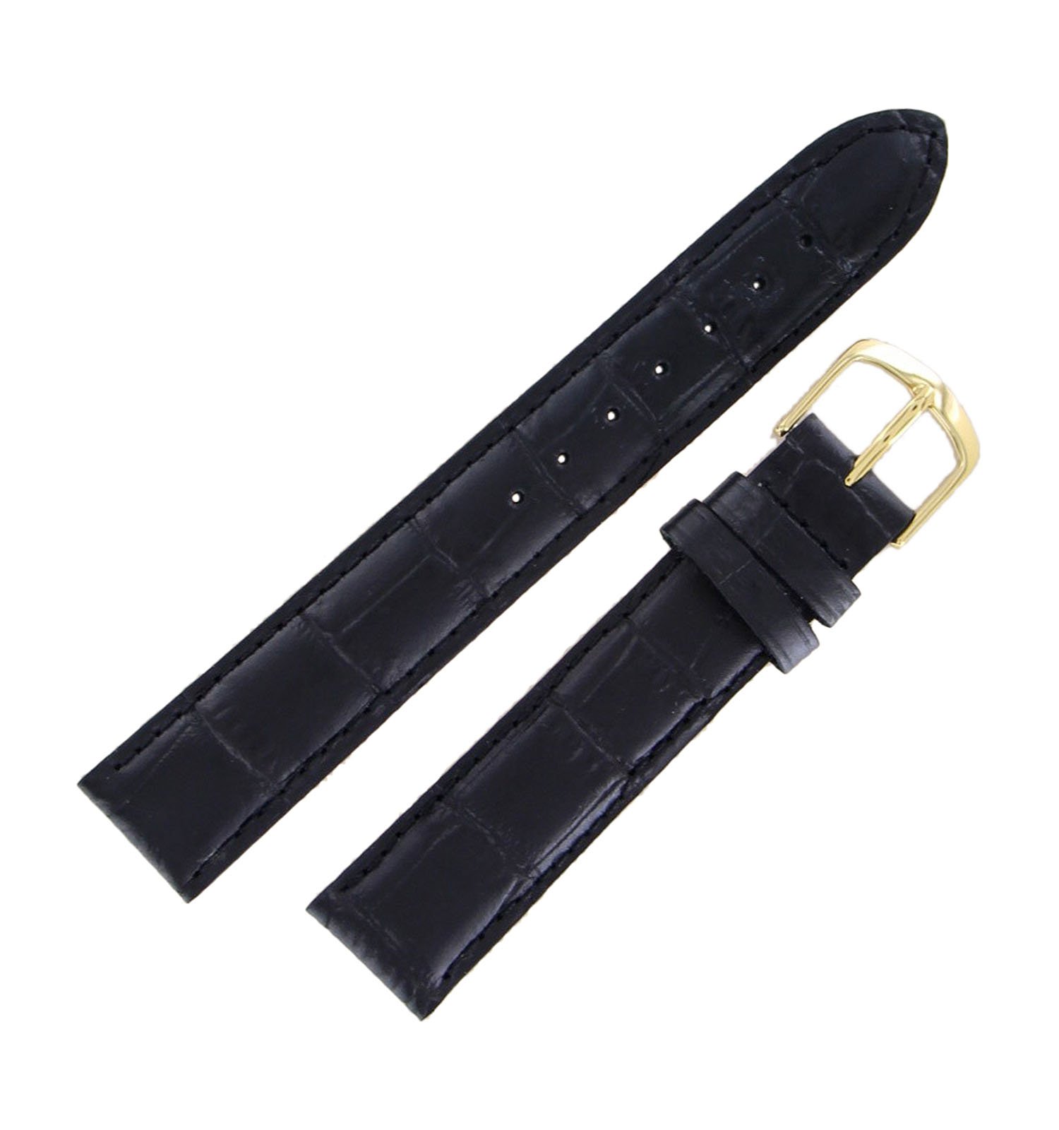Hadley Roma MS835 20mm Genuine Alligator Grain Calfskin Leather Watch Band Strap for Men - Black - Fits Most Watches - Perfect for Dress, Business & Casual Occasions