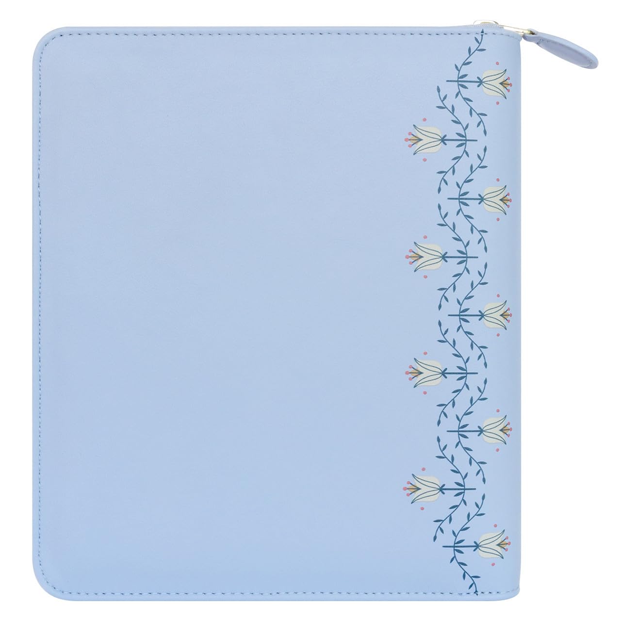 FranklinCovey Classic Cornflower Simulated Leather Zipper Binder Planner - Floral Design Daily Organizer for Work, School & Personal Scheduling - Perfect for Office, College & Home Use