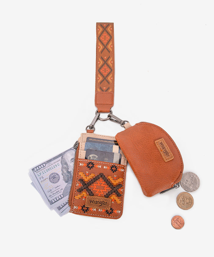 Wrangler Aztec Embroidered Whipstitch Sling Bag - Stylish Crossbody Purse for Women, Men | Perfect for Travel, Hiking & Everyday Use