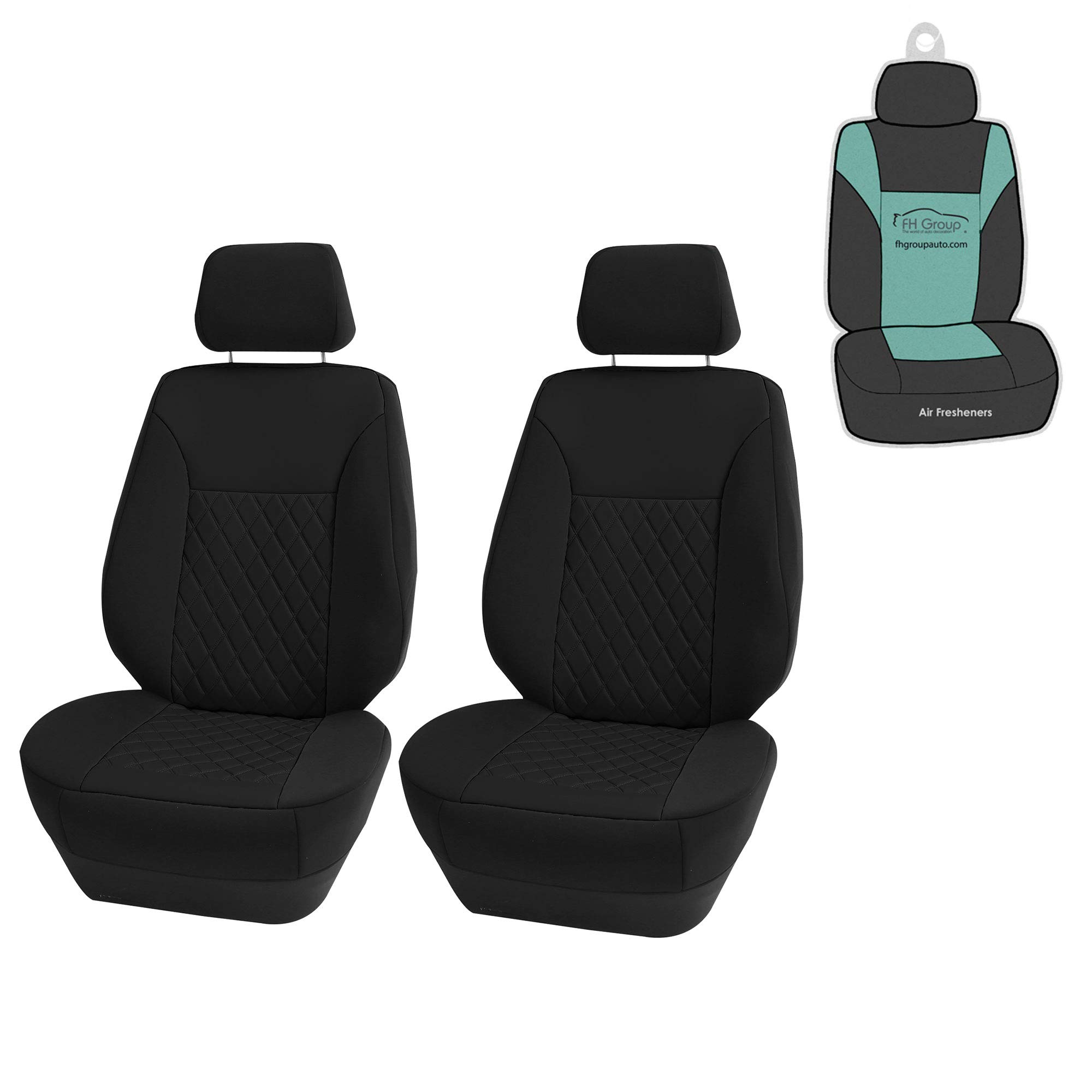 FH Group Neosupreme Car Seat Covers - 2 Pack Water Resistant Universal Fit Seat Cushions for Cars, Trucks & SUVs (Black) | Perfect for Road Trips, Daily Commute & Pet Protection