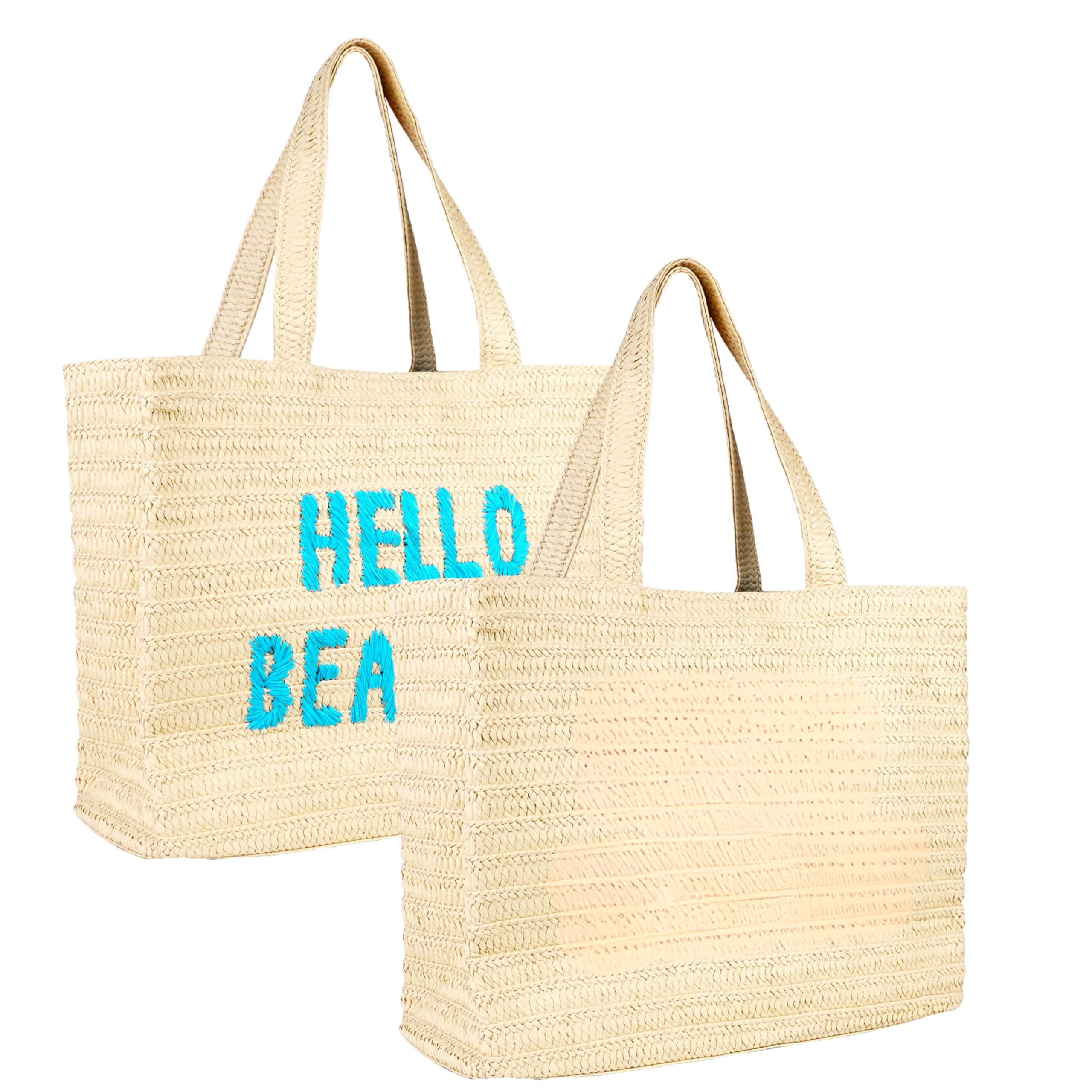 2025 Trendy Packable Straw Beach Tote Bag for Women - Large Lightweight Vacation Beach Bag | Perfect for Poolside, Travel & Summer Outings