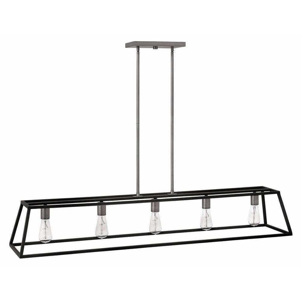 Modern Farmhouse 5-Light Chandelier with Aged Zinc Finish - Transitional Industrial Style Ceiling Light Fixture for Dining Room, Kitchen Island or Entryway - 81-BEL-3002245
