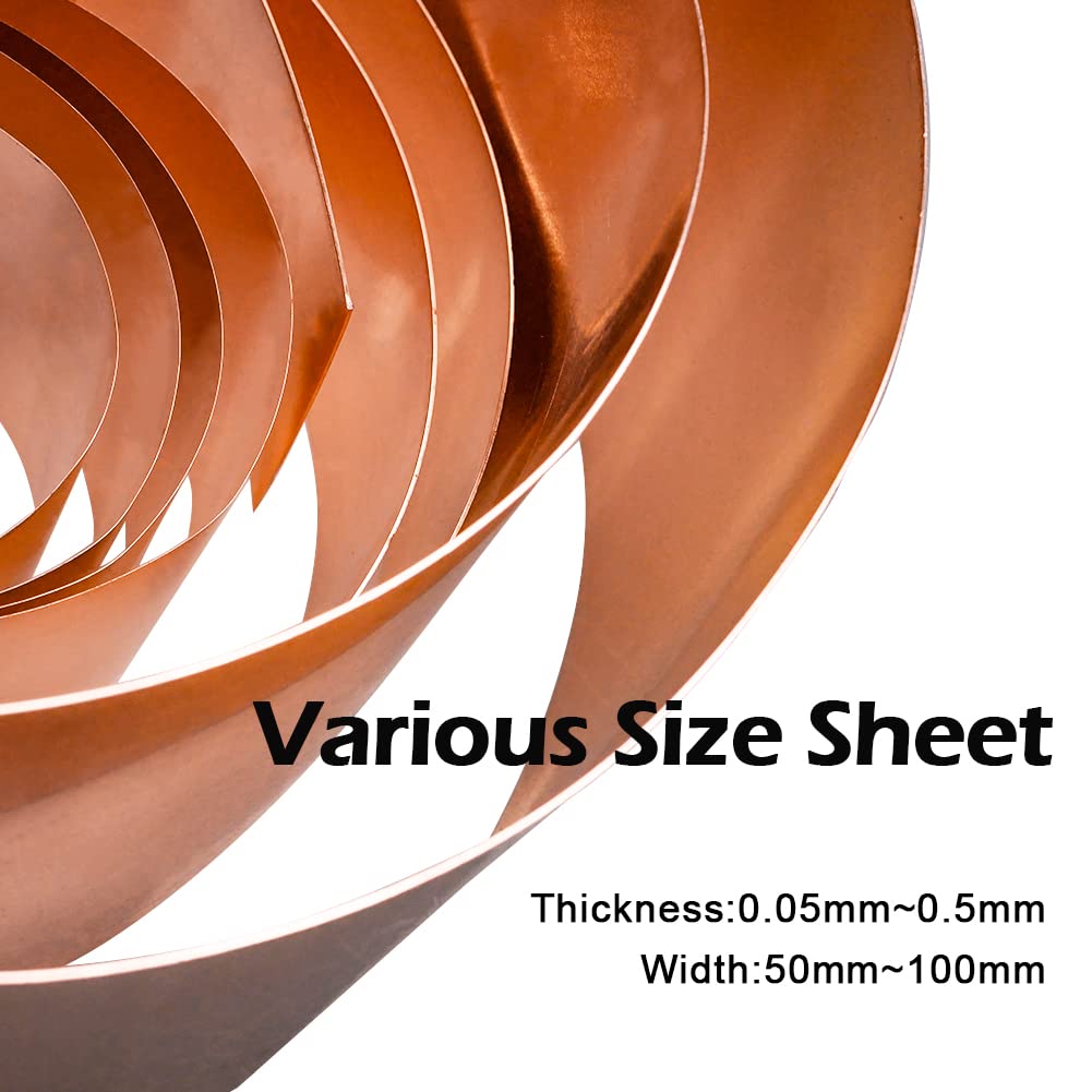 Premium 0.3mm x 100mm x 1000mm Pure Copper Foil Roll - High Conductivity Metal Sheet for DIY Crafts, Electrical Projects & Jewelry Making - Perfect for Stamping, Embossing and Circuit Repair