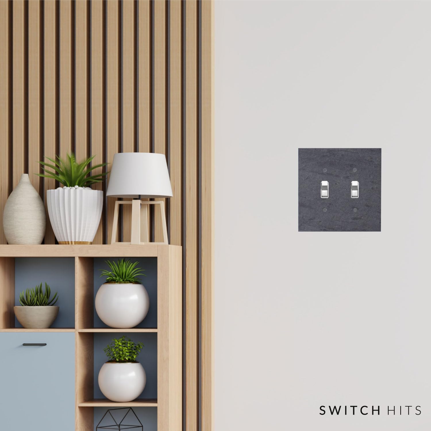 Decorative Vermont Slate Gray Electrical Switch Plate Cover - 2 Gang Double Toggle Outlet Wall Plate (5