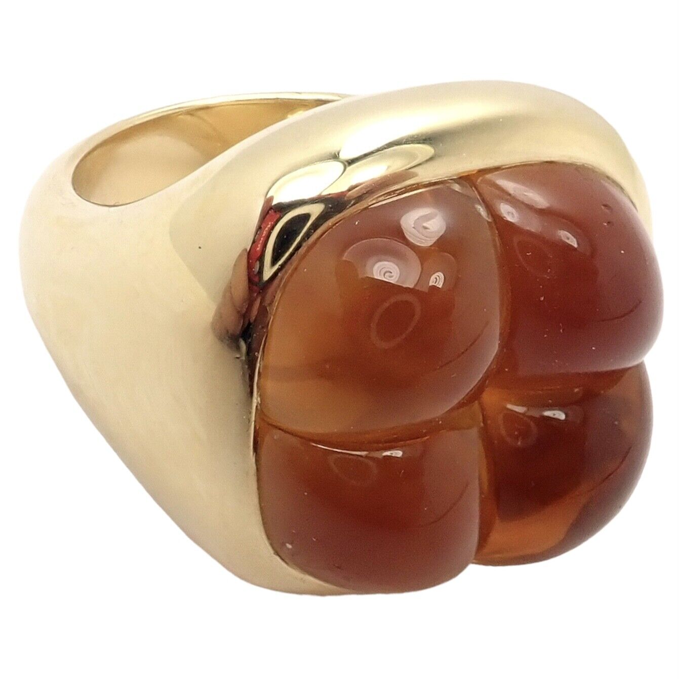 Authentic Pomellato 18K Yellow Gold Citrine Ring Size 6.5 - Large Statement Jewelry for Women, Luxury Gift for Anniversary & Special Occasions